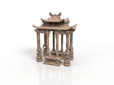 Chinese Traditional Pavilion With Ornate Roof And Carved Pillars In Classical Style 3d model