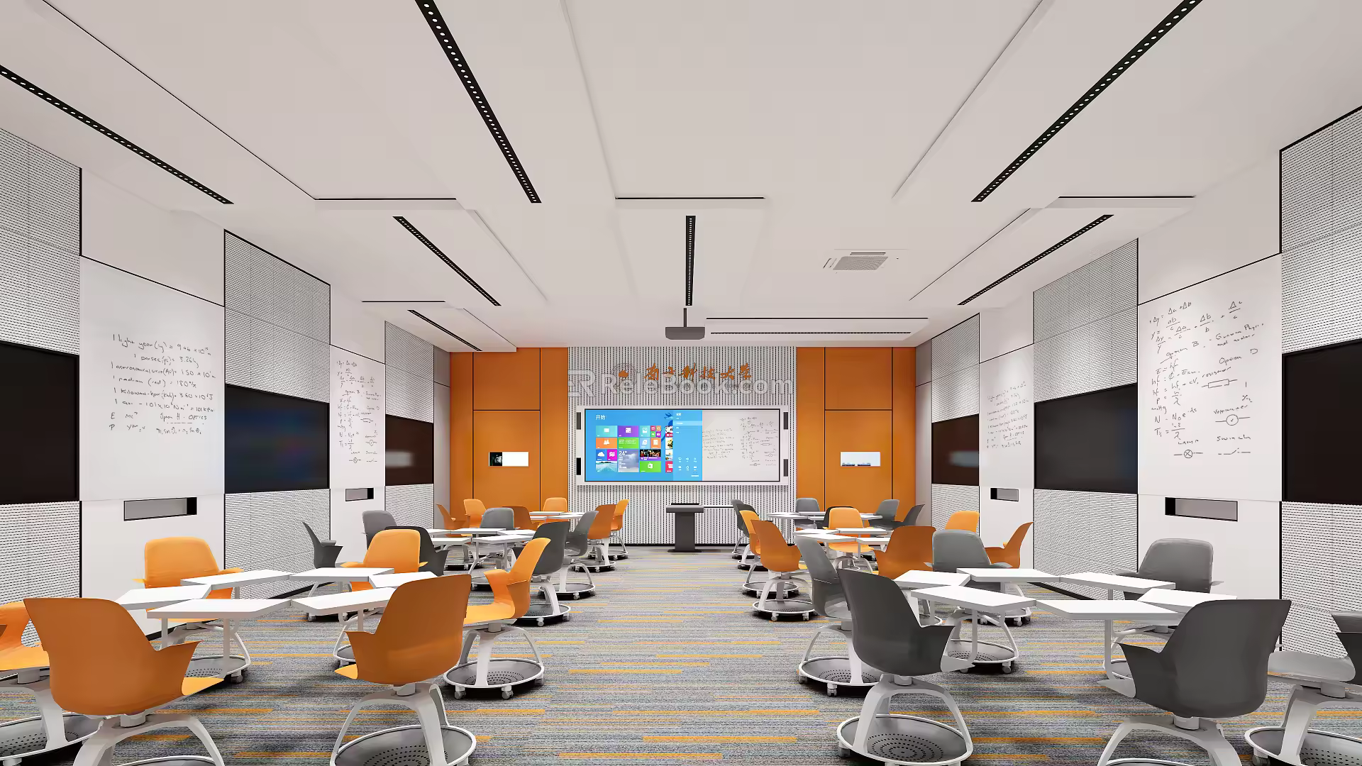 Modern Classroom University Classroom Training Classroom 3d model