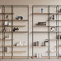 Modern Bookshelf with Metal Frame Wooden Shelves Books Decorative Items Photo Frames