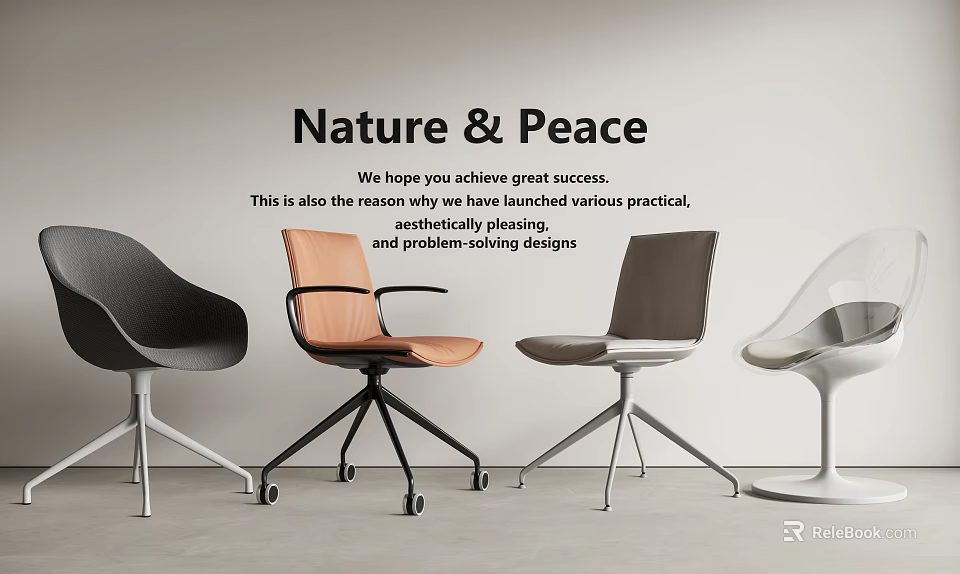 Nature Inspired Peaceful Office Chair Featuring Practical Problem Solving Design And Various Styles 3d model 