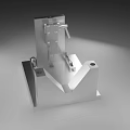 Industrial Equipment With Metal Frame And White Cylindrical Component On Base Platform