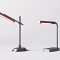 Modern Table Lamps Featuring Circular Square Bases Red Light Tubes And Adjustable Design 3d model
