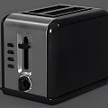 Sleek Black And Silver Kitchen Toaster Appliance With Control Knob And Slots