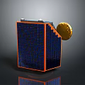 Satellite Module With Blue Grid Panel Orange Frame And Golden Circular Component 3d model