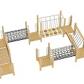 Wooden expansion kindergarten children 3d model