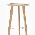 Two Modern Wooden Bar Stools With Light And Dark Wood Tones And Metal Support