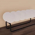 Modern White Spheres Stool with Black Metal Frame in White Wall Wooden Floor Interior