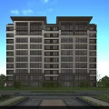 Modern Multi Storey Residential Building Exterior With Large Windows Surrounding Greenery Trees And Lawns