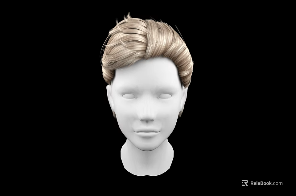 Game And Movie Character Head Model With Blonde Short Slicked Up Hairstyle Against Black Background 3d model 