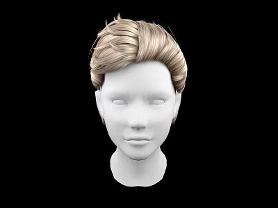 Game And Movie Character Head Model With Blonde Short Slicked Up Hairstyle Against Black Background 3d model