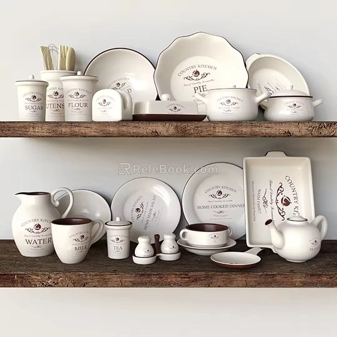 Modern Tableware Bowl Plate Tableware 3d model