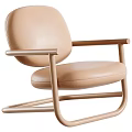 Modern Soft Fabric Leisure Chair With Sleek Metal Armrest Frame For Cozy Home Living Space