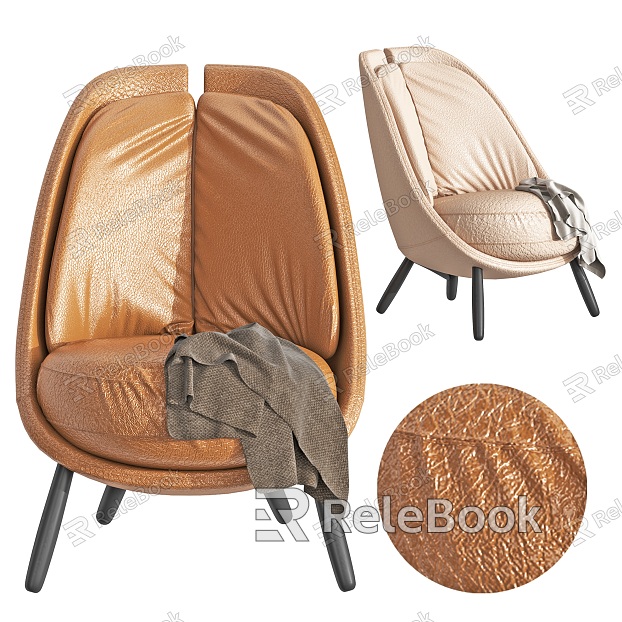 Modern Sofa Chair Leisure Chair Eggshell Backrest Leather Chair model