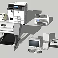 Essential Office Appliances Including Printers Copiers and Desktop Computers for Professional Workspace 3d model