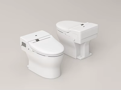 Two Contemporary White Toilets With Clean Sleek Design For Bathroom Interior 3d model