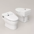 Two Contemporary White Toilets With Clean Sleek Design For Bathroom Interior