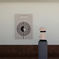 Modern Wall Clock Design With Geometric Dial And Classic Bust Sculpture On Pedestal