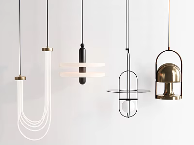 Modern Pendant Lights With Diverse Geometric Designs And Gold Black White Metal Finishes 3d model