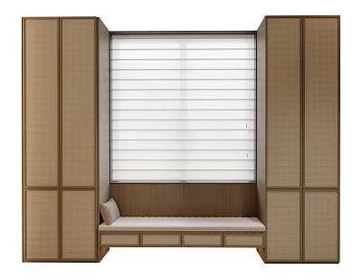 Modern Wooden Shoe Cabinet With Window Bench And Cushion Design 3d model