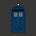 Blue Police Box Classic Design With Signs Windows And Door