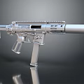 Modern Silver Firearm Design With Barrel Grip Magazine And Tactical Components