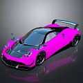 Pink Sports Car With Sleek Design Black Accents Large Rear Spoiler And Reflective Surface