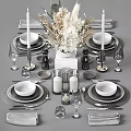 Elegant Decorative Ornament Set With Tableware Vase Candles Wine Glasses Bowls And Plates