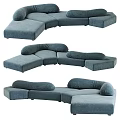 Modern Teal Modular Sectional Sofa With Comfortable Cushions And Versatile Modules 3d model