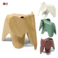 Wooden Elephant Shaped Dolls In White Green Brown Colors For Kids Decor