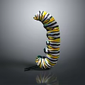 Colorful Striped Curved Sculpture With Vibrant Design And Smooth Lines Detailing