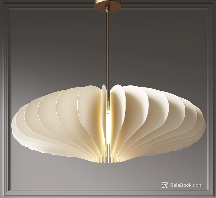 Modern White Petal Shaped Pendant Light With Layered Design And Soft Glow 3d model 