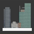 Cartoon Cityscape With Colorful Building Models On White Base And Dark Background