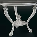 Antique Style White Wooden Tea Table And Chairs With Ornate Carved Legs And Decorative Base