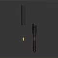 Detailed Modern Black Pistol With Magazine And Bullet On Dark Surface
