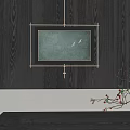 Black Wall Decor With Hanging Painting Two Birds Dark Frame And Red Berry Branch