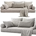 Comfy Modern Sofa Bench With Plush Pillows And Woven Blanket In Living Space