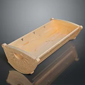 Wooden Tray With Natural Wood Material Carved Details And Raised Base For Home Living Storage