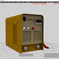 Yellow Industrial Welding Machine with Black Handles Control Panel and Red Clamp 3d model