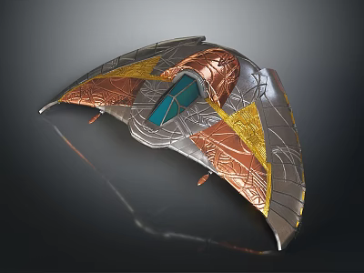 Advanced Winged Spacecraft Design With Metallic Copper Golden Accents And Transparent Cabin For Space Exploration 3d model