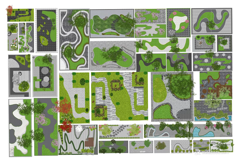 Karesansui Zen Garden Design With Diverse Rock Patterns And Landscape Layouts 3d model 