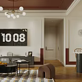Contemporary Living And Dining Room Space With Tv Plant Decor And Wooden Radio