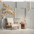 New Chinese Style Single Sofa Chair Side Combination 3d model