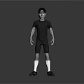 Game and Movie Character 3D Model in Black T-Shirt Black Shorts White Socks Black Hat 3d model