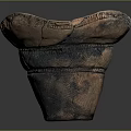 Ancient Cracked Clay Vessel With Wide Rim Conical Base And Textured Surface 3d model