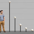 Indoor Spherical Lighting Combination With Black Poles And Various Heights