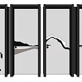Modern Swing Door With Black Frame And Glass Panel For Interior Design 3d model