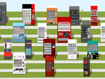 Different Types of Commercial Equipment Including Colorful Snack And Beverage Vending Machines 3d model