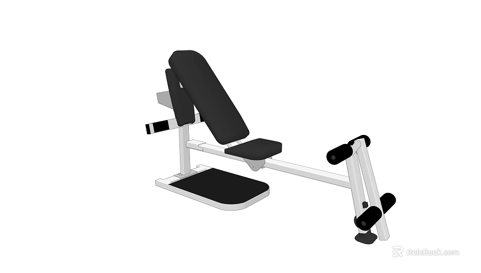 Adjustable Fitness Bench With Black Padded Seat Backrest Metal Frame For Home Gym Training 3d model 