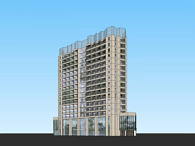 Modern High Rise Hotel Building With Glass Curtain Wall And Contemporary Exterior Design 3d model
