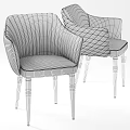 Striped And Tufted Accent Chairs In Beige And Red With Dark Wooden Legs